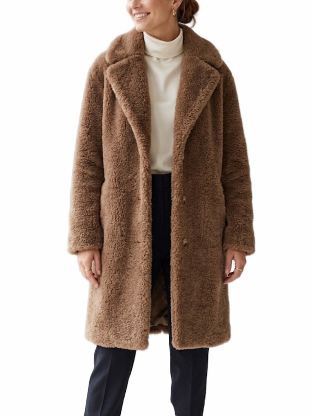 Unsubscribed Kind Conscious Teddy Coat Tan Longline Jacket XS